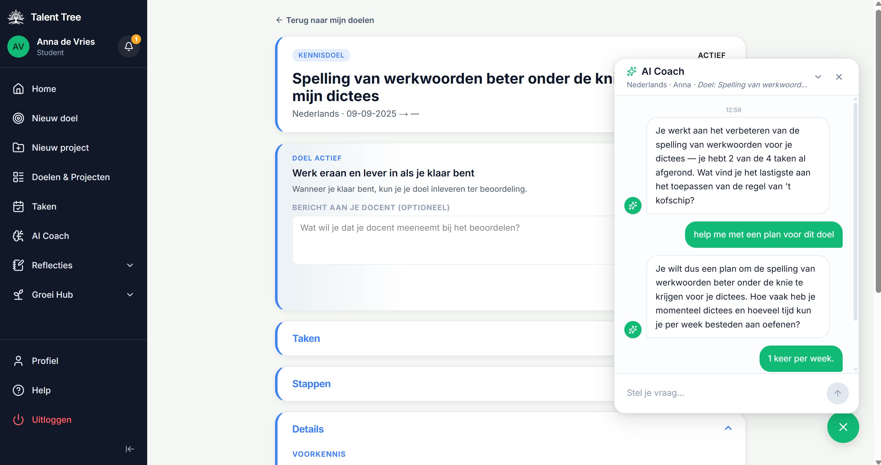 Talent Tree — Doelen & AI Coach